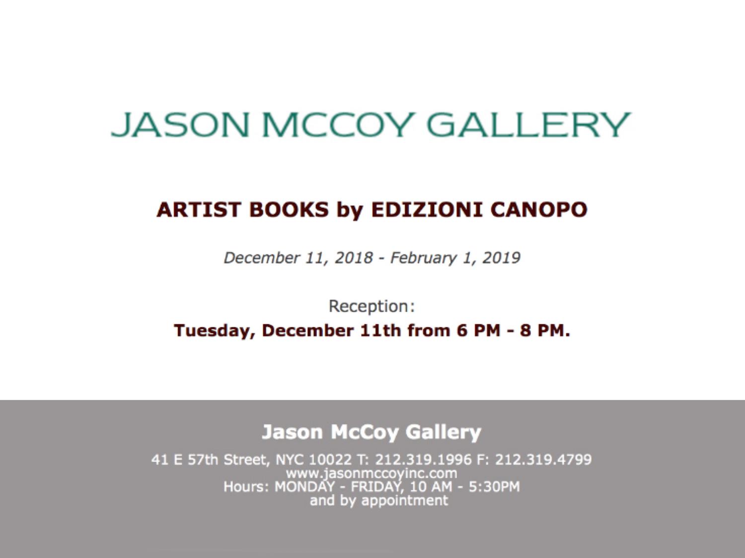 Artist Book by Edizioni Canopo - 2018-2019 - jason McCoy Gallery New York